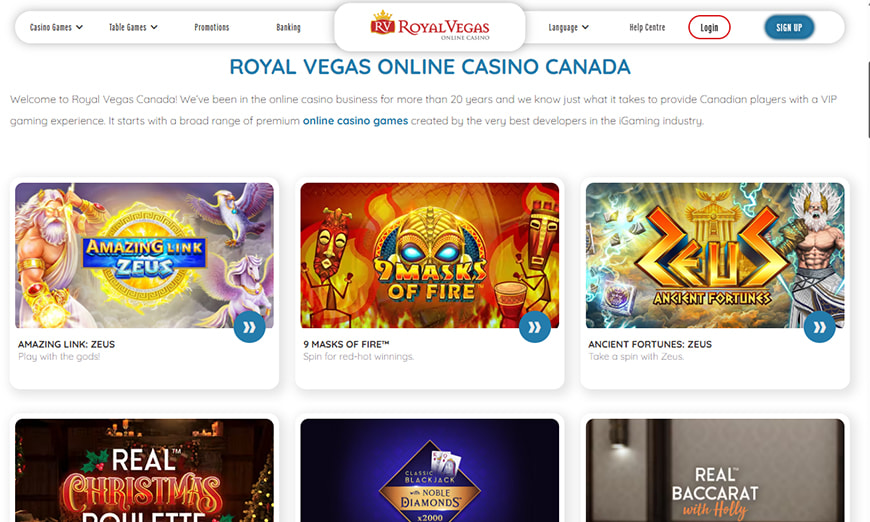 Royal Vegas Homepage