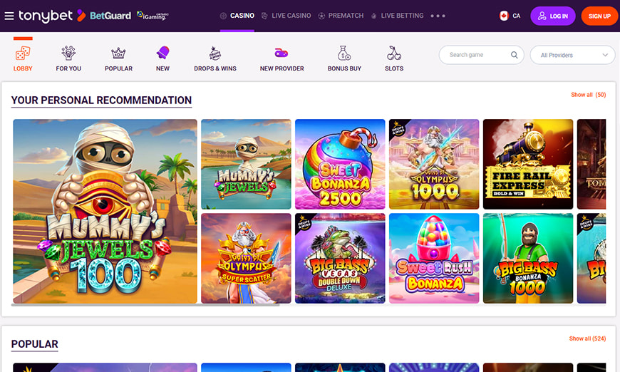 Tonybet Homepage